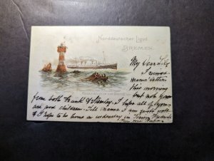 1898 Germany Norddeutscher Lloyd Menu Postcard Cover to Fairhaven Isle of Wight