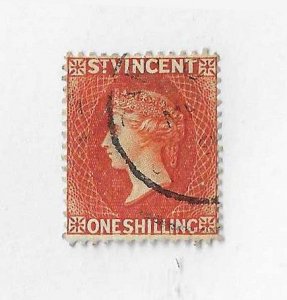 St Vincent Sc #53a  1sh deep orange  used VF