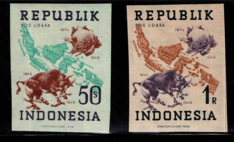 Indonesia Scott  64a-65a MH* Imperforate watermarked UPU stamps