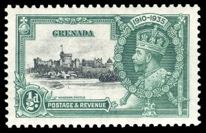 Grenada 1935 KGV Silver Jubilee ½d KITE & VERTICAL LOG variety VFM. SG 145k.