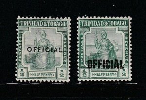 Trinidad and Tobago O1, O3 MH Overprints