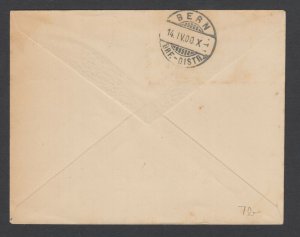 Zanzibar H&G 7b used 1900 2½a Envelope to Switzerland, squared circle cancel 