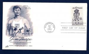 UNITED STATES FDC 20¢ Jim Thorpe 1984 Artcraft