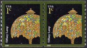 SC#3758A 1¢ Tiffany Lamp Coil Pair (2008) MNH