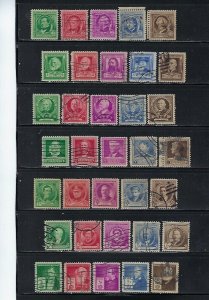 859-893 FAMOUS AMERICAN COMPLETE MNH SET & COMPLETE USED SET - SCV $49.15 - W61 