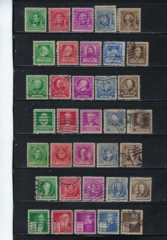 859-893 FAMOUS AMERICAN COMPLETE MNH SET & COMPLETE USED SET - SCV $49.15 - W61 