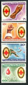 PAPUA NEW GUINEA 1980 BLOOD DRIVE Set Sc 521-524 MNH