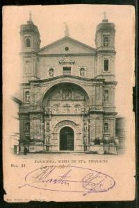 Spain 1904 Zaragoza Church of Santa Engracia Used View Post Card # 1454-59