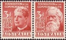 Australia 1951 Sc#241a 3d Red Joined Pair Barton/Parkes MNH-VF