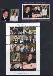 Sc# 476 / 479 Penrhyn Prince William & Kate Middleton $2.00 MNH set CV $20.50