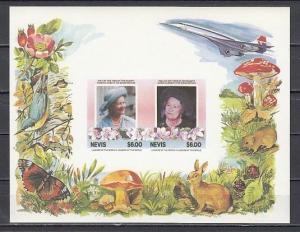 Nevis, Scott cat. 433 a-b. Queen`s Birthday s/sheet. Missing Gold and words