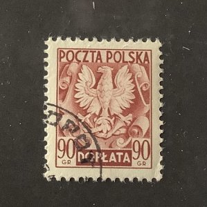 Poland 1953  Scott J143 used - 90g, Coat of Arms, Eagle