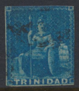 Trinidad SG 4 Used  Deep Blue 1852  SC# 3a  - 2 margins see details & scans 