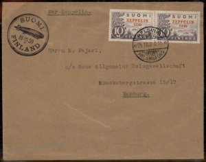 Finland 1930 Graf Zeppelin Si89B Ostseefahrt Helsinki Flown Cover 100812