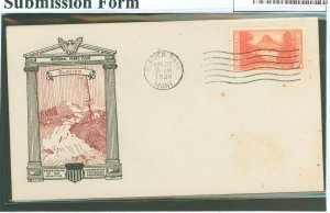 US 748 1934 9c Glacier Park (part of the National Park series) on an addressed (residue from the removed label) first day cover