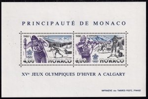 Sc# 1620 Monaco 1988 Winter Olympics, Calgary S/S miniature sheet MNH $12.00 