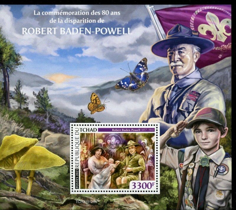 CHAD  2021 80th MEMORIAL OF BADEN POWELL SCOUTS SOUVENIR SHEET MINT NEVER HINGED