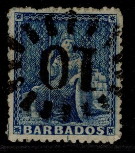 BARBADOS QV SG48, 1d blue, FINE USED.