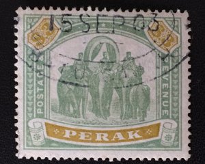 MALAYA 1898 PERAK Elephants & Howdah $3 Used SG#78 M4111