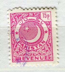 PAKISTAN; 1950s early unusual local Revenue issue fine used 15p. value