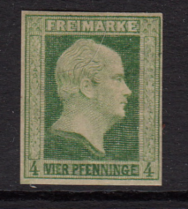 German States, Prussia #1 unused, not a scratch, hair on page see description