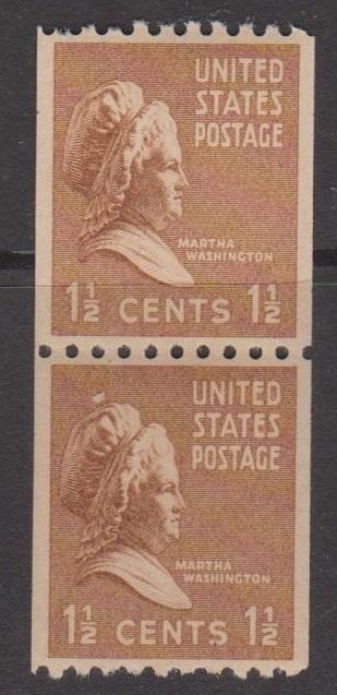 USA #849 M. Washington Coil Pair MNH