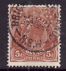 Australia-Sc#120-used 5p brown buff KGV-dated 5 OC 1937-