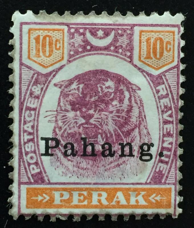 Malaya Pahang 1898 opt Perak Tiger 10c MH SG#19 M2015