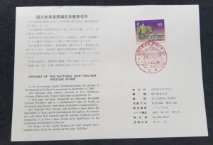 *FREE SHIP Japan Opening Of National Noh Theater Tokyo 1983 Dance (FDC) *card