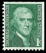 PCBstamps   US #1278 Bk Sgl 1c Thomas Jefferson, MNH, (3)