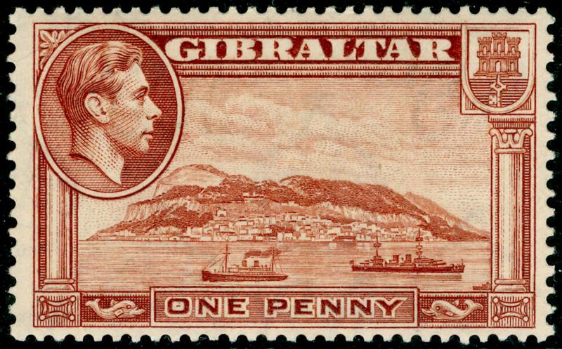 GIBRALTAR SG122a, 1d yellow-brown PERF 13½, LH MINT. Cat £29.