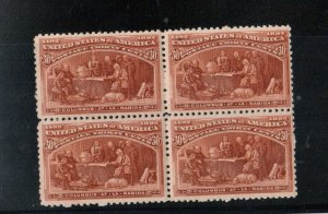 USA #239 Very Fine Never Hinged Block **With Certificate**
