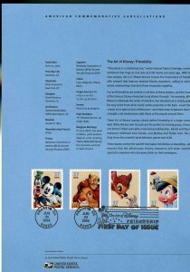 UNITED STATES 2004 THE ART OF DISNEY FRIENDSHIP SOUVENIR PAGE FD CANCELED