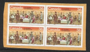 CANADA - 1987 - VOLUNTEERS - Bloc of 4 - Used - Unstucked -