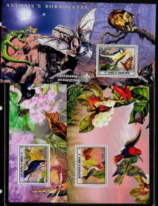 St. THOMAS & PRINCE ISL. Sc 1708-10 NH 3 MINISHEETS of 2007 - BIRDS