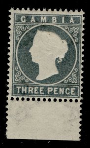 GAMBIA QV SG29, 3d grey, LH MINT. Cat £13.