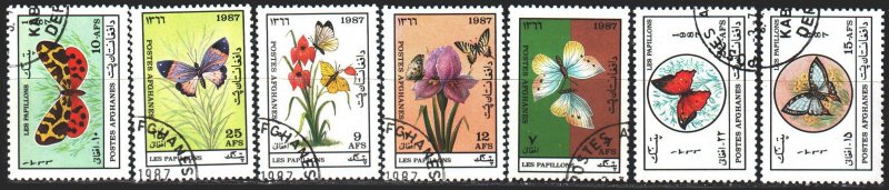 Afghanistan. 1987. 1546-52. Butterflies, fauna. USED.