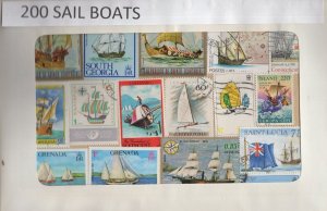 A Nice Selection Of 200 All Different Topicals. Sail Boats.   #02 TOP65