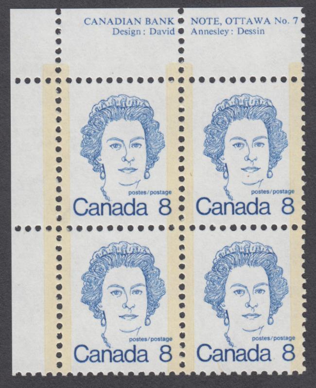 Canada - #593viii 8c Queen Elizabeth II Plate Block #7 - MNH