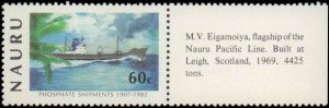 Nauru #252-255, Complete Set(4), 1982, Trains, Stamp Show, Ships, Never Hinged