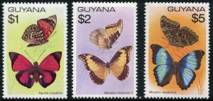 GUYANA # 287 - 289 Very Fine Never Hinged Issues - HI VALUE BUTTERFLIES - S5856