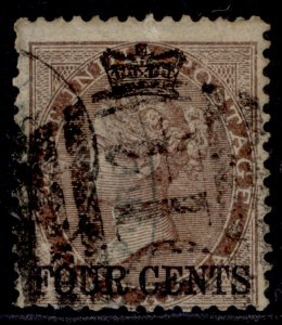 MALAYSIA - Straits Settlements QV SG4, 4c on 1a deep brown, USED. Cat £300.