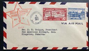 1932 Dominican Republic First Flight Airmail cover FFC to Kingston Jamaica