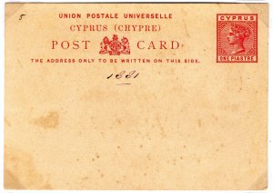 CYPRUS QV Unused Postal Stationery Cards{2} 1881 1pi & ½pi Postcard YP43