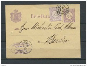 Netherlands 1880 Upgrated Postal Stationary card Amsterdam  to Berlin