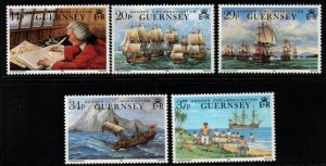 GUERNSEY SG496/500 1990 250TH ANNIV OF ANSON'S CICUMNAVIGATION MNH