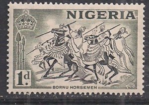 Nigeria 1953 - 58 QE2 1d Bornu Horsemen Pictorial  MM SG 70  ( E521 )