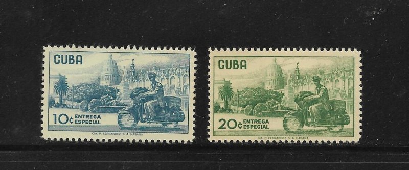 Cuba Stamps: #E24-25; 1958 Special Delivery Issues; OG