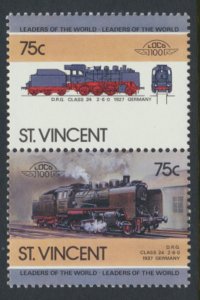 St. Vincent  SC# 852a-b  MNH Trains Locomotives se-tenant pair 1985 see detai...