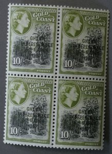 Ghana #5-13, 25-27 XF Unused NH Blocks of 4 Overprint Ghana Independence